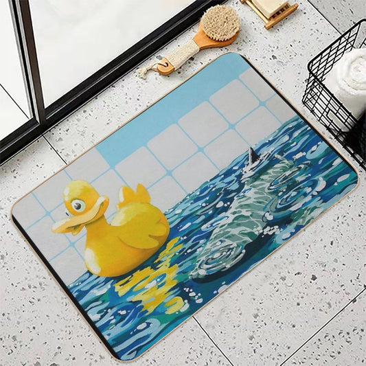 Banksy Painting Rubber Duck And Shark Bath Mat