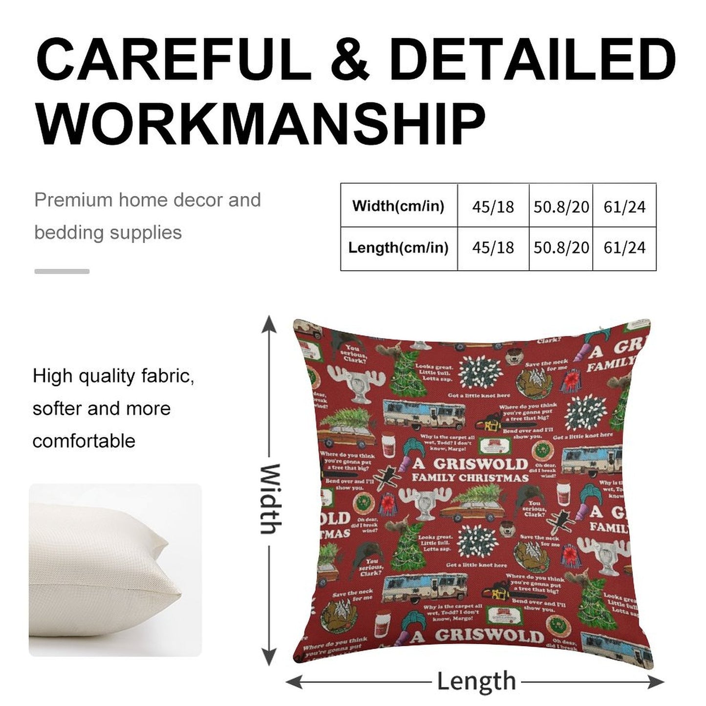 Christmas Vacation Collage Linen Throw Pillow Cover