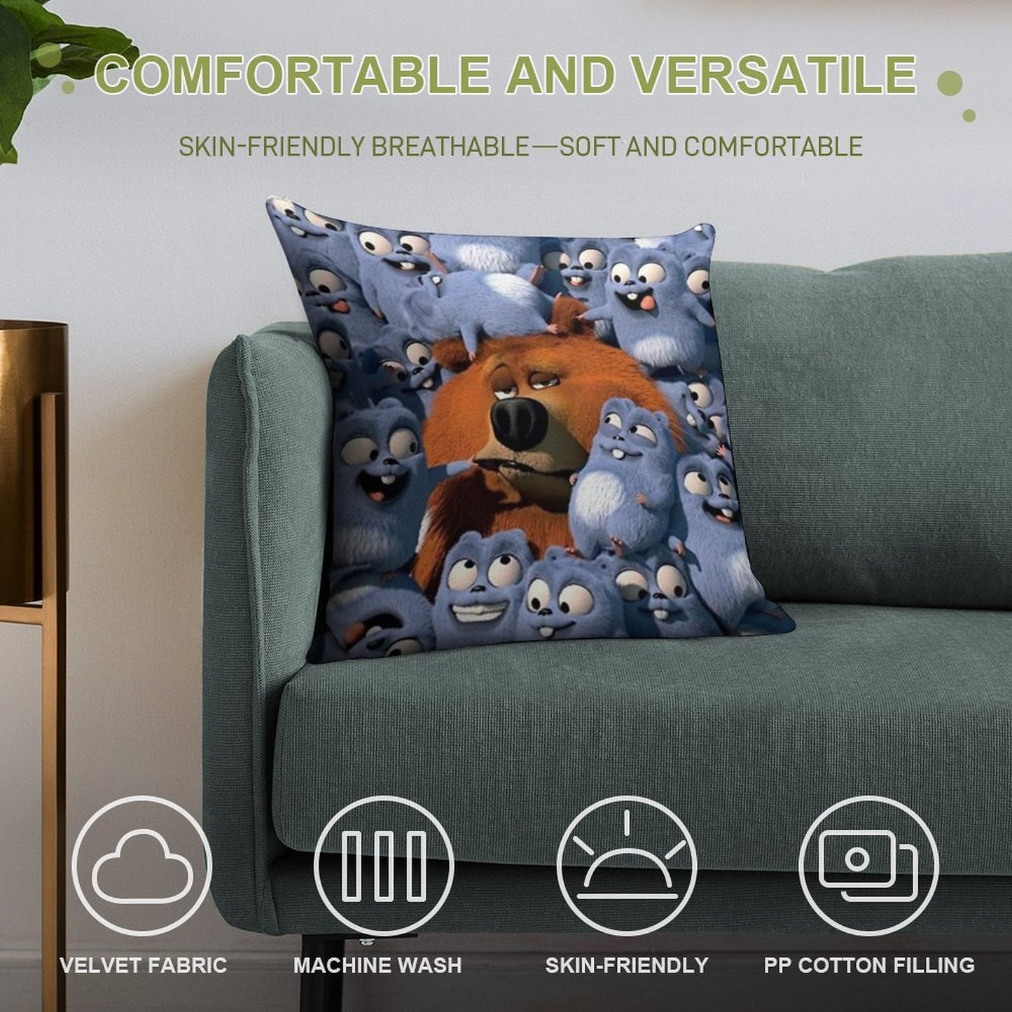 Grizzy And The Lemmings Soft Style Accent Throw Pillow