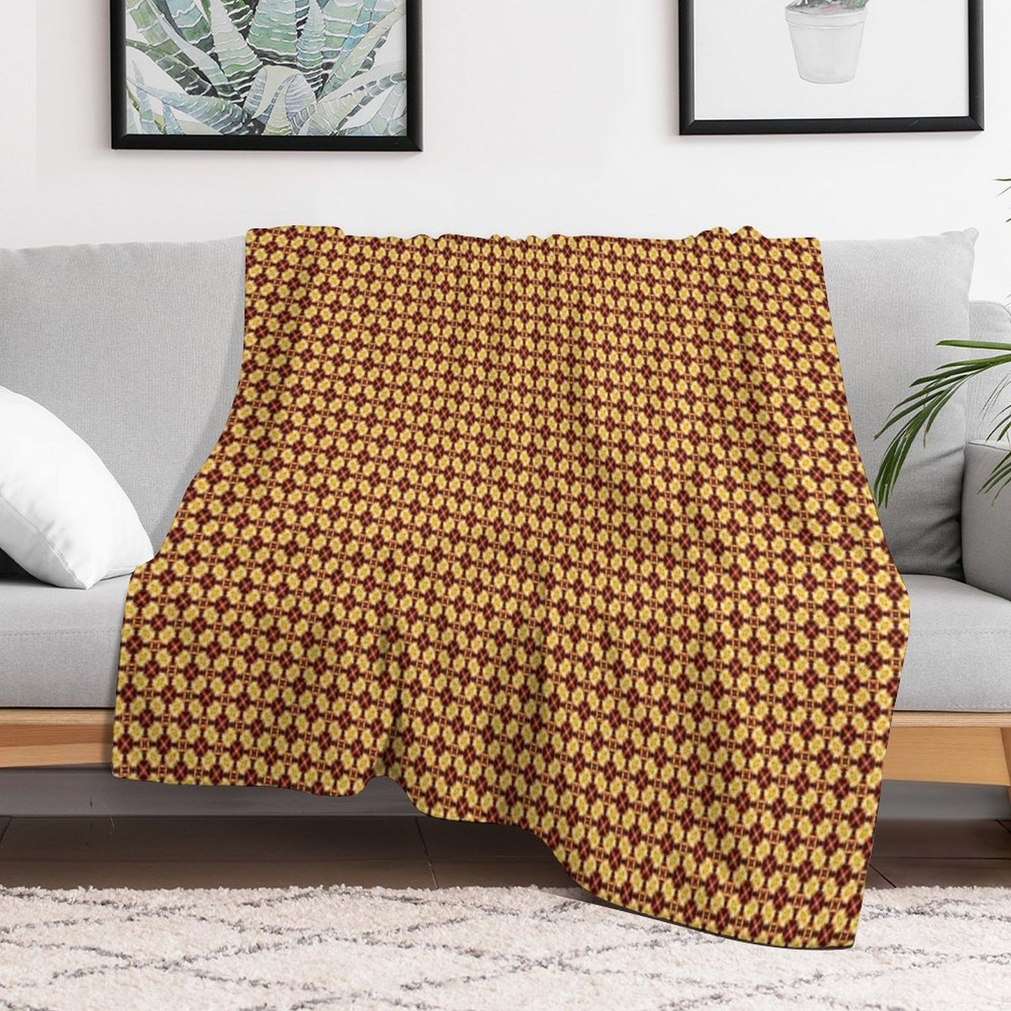 Bright Fiery Flowers Throw Blanket