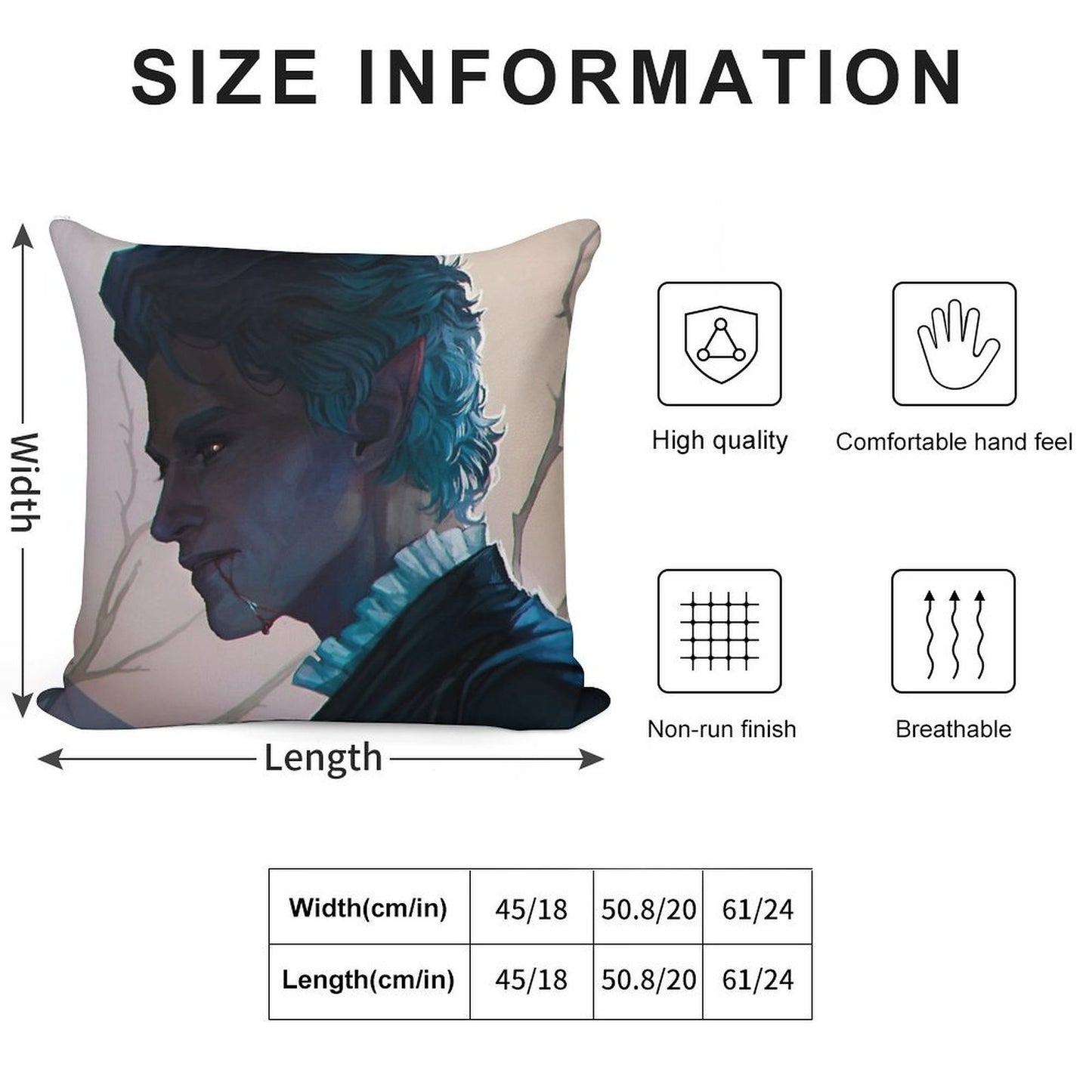 Astarion Soft Hidden Zipper Throw Pillow