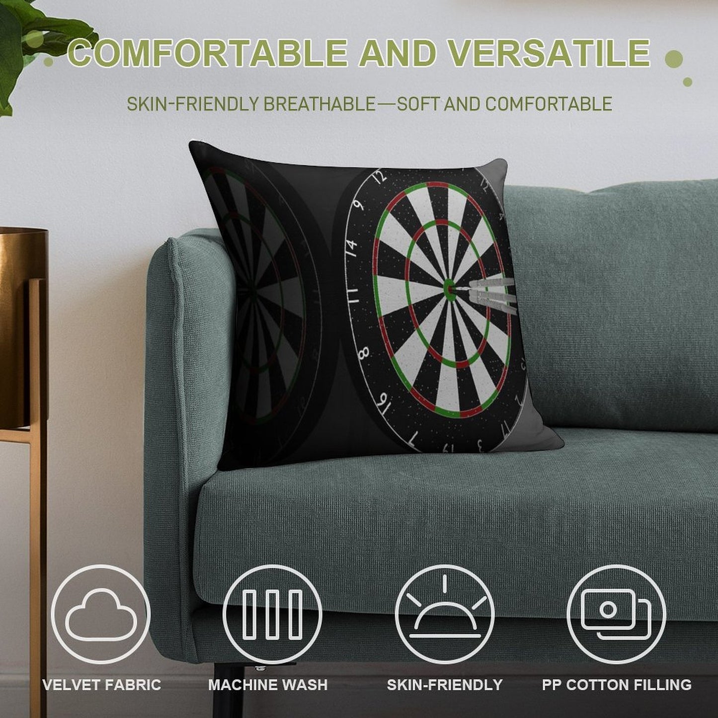 Dart Soft Fade-Resistant Throw Pillow