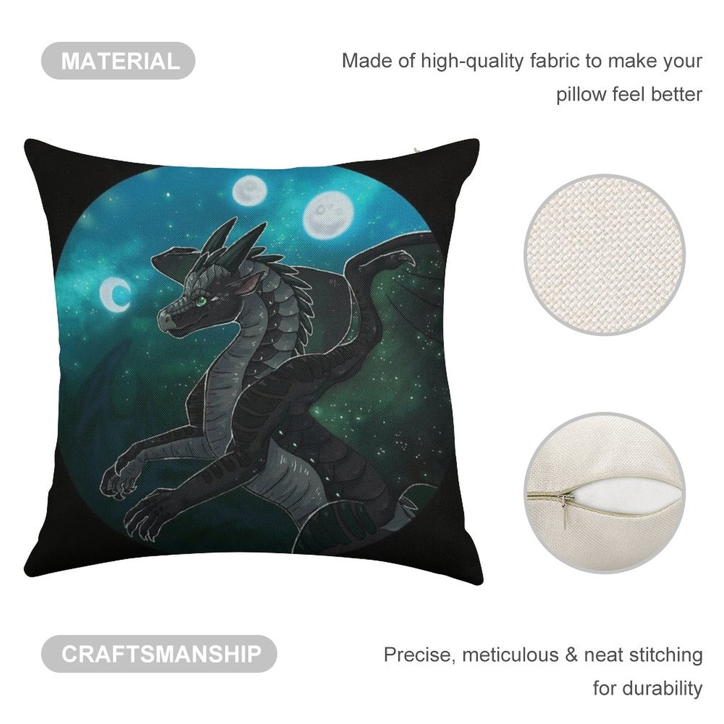 Wings of Fire - Moonwatcher Linen Throw Pillow Cover