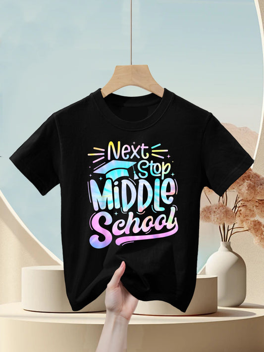 Next Stop Middle School Tie Dye Elementary School Graduation Kids T-Shirt