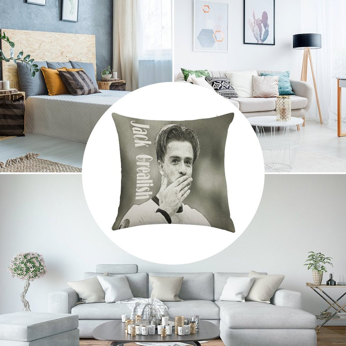 Jack Grealish Linen Throw Pillow Cover
