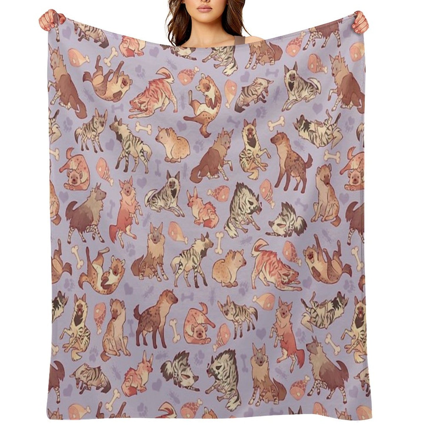 Hyenas in Lavender Throw Blanket
