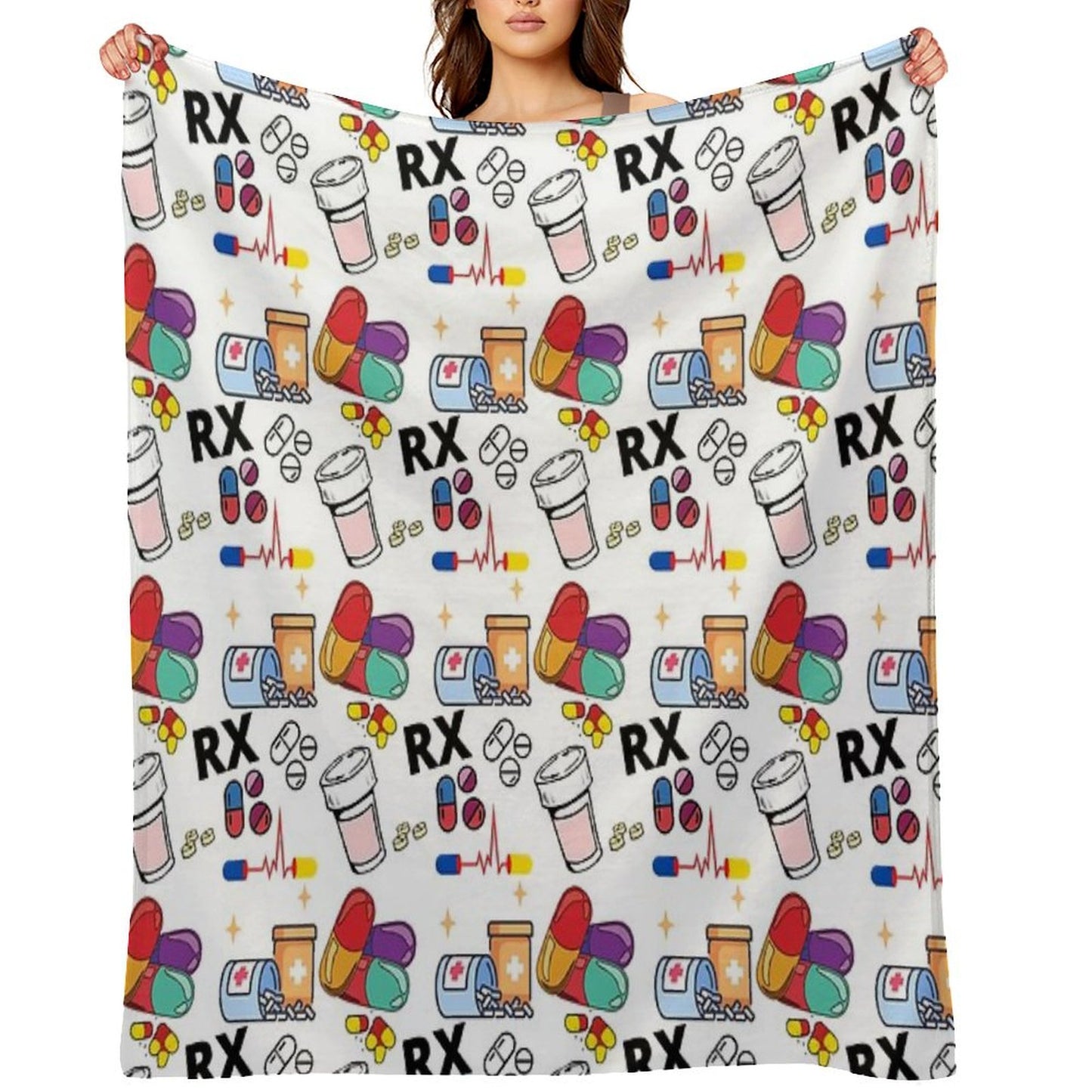 Pharmacy Pattern Pills RX Throw Blanket