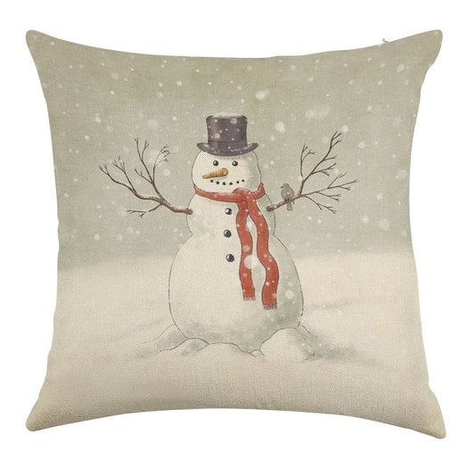 The Snowman Linen Throw Pillow Cover