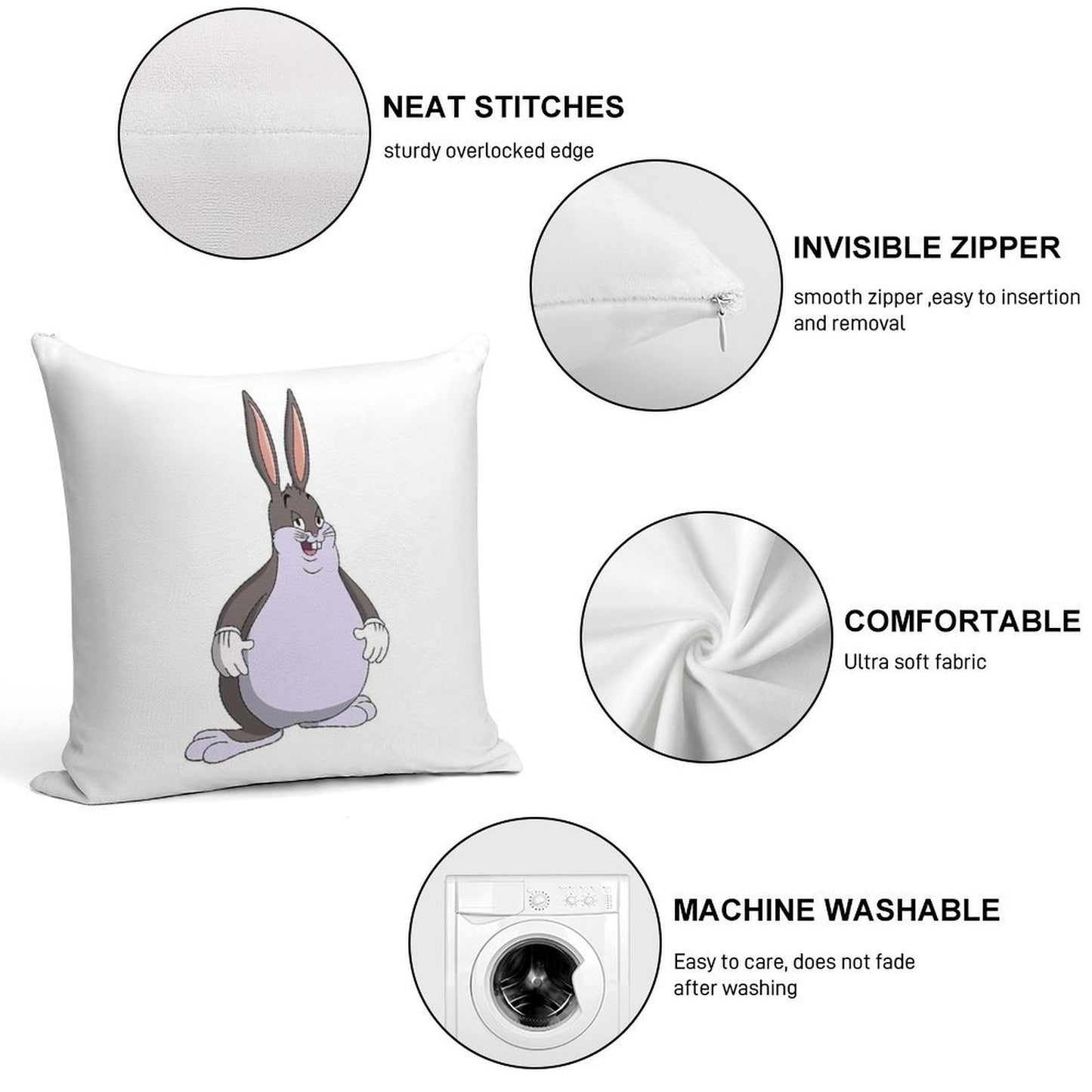 Big Chungus Soft Easy Maintenance Throw Pillow