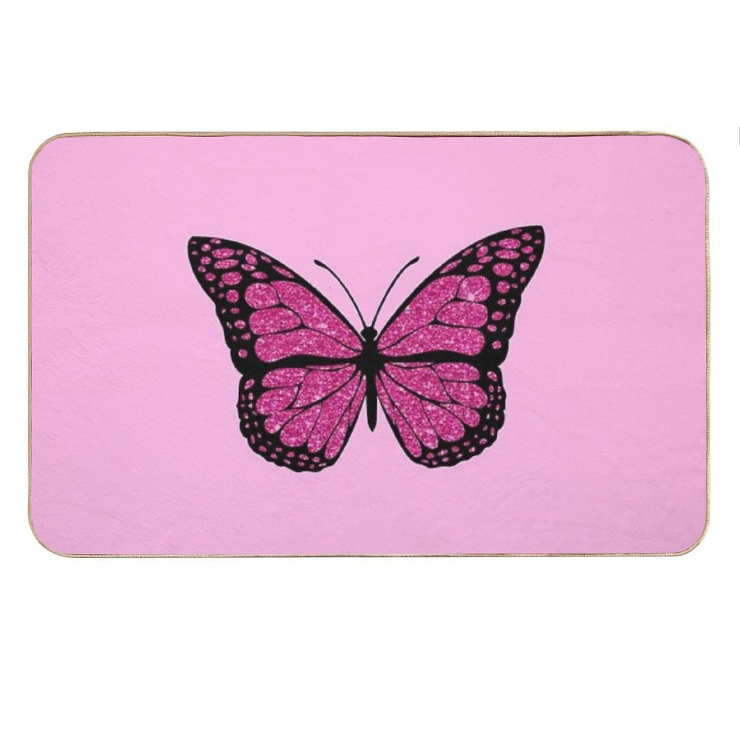 Pink Glitter Butterfly Bath Mat