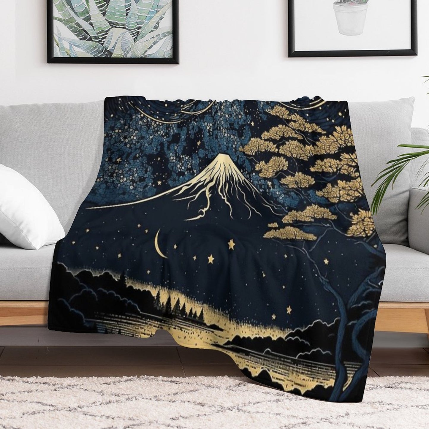 Starry Nightscape, Majestic Scenery Throw Blanket