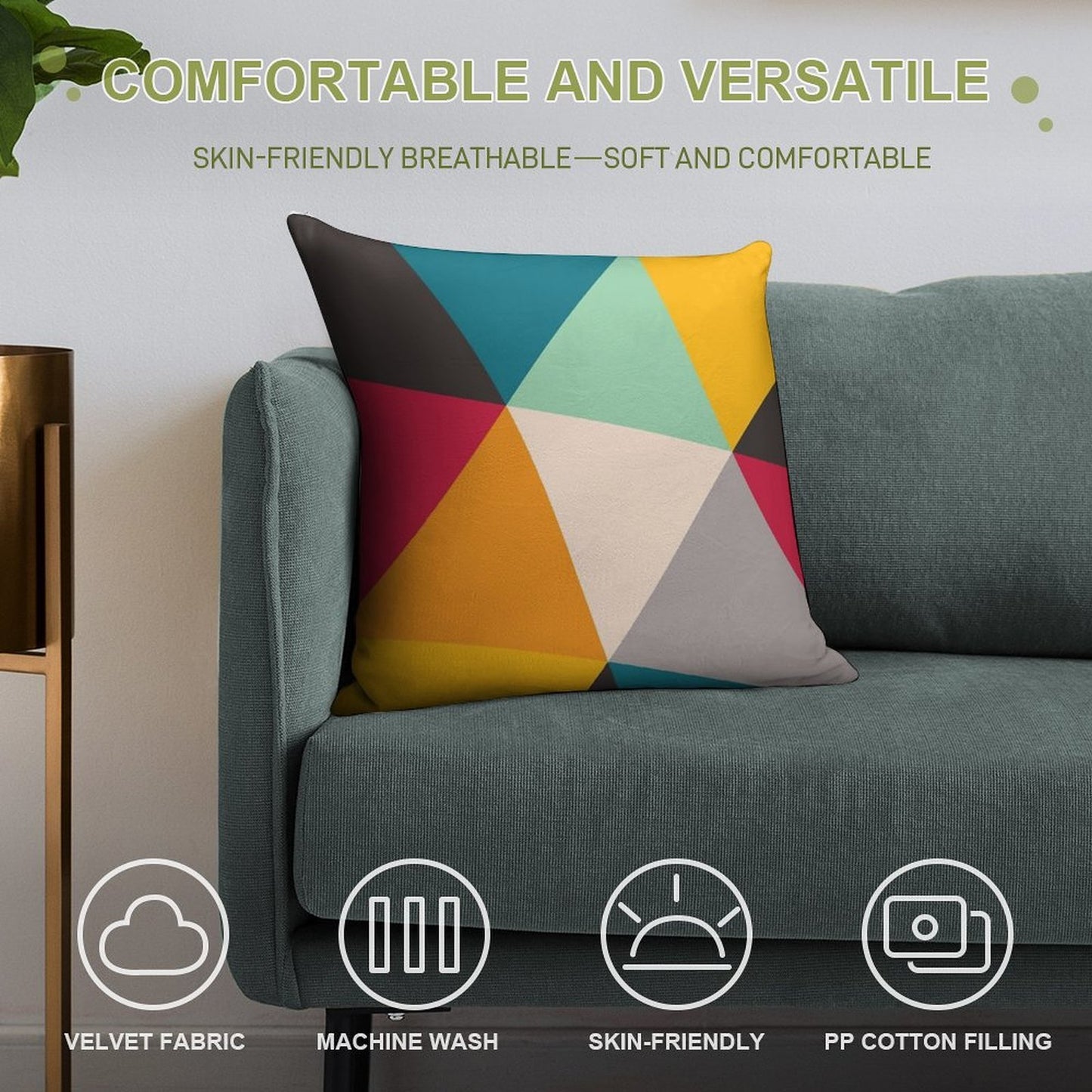 Colourful Geometric Triangles Soft Warmth Comfort Throw Pillow