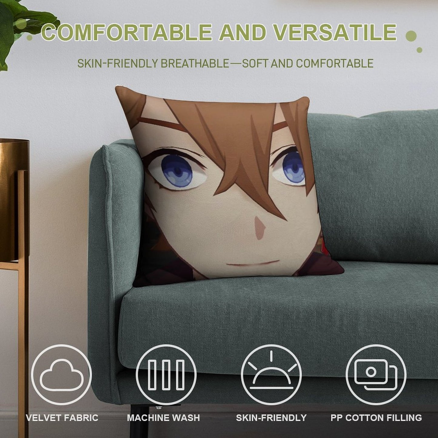 Childe (Tartaglia) Face Meme Soft High-Density Material Throw Pillow