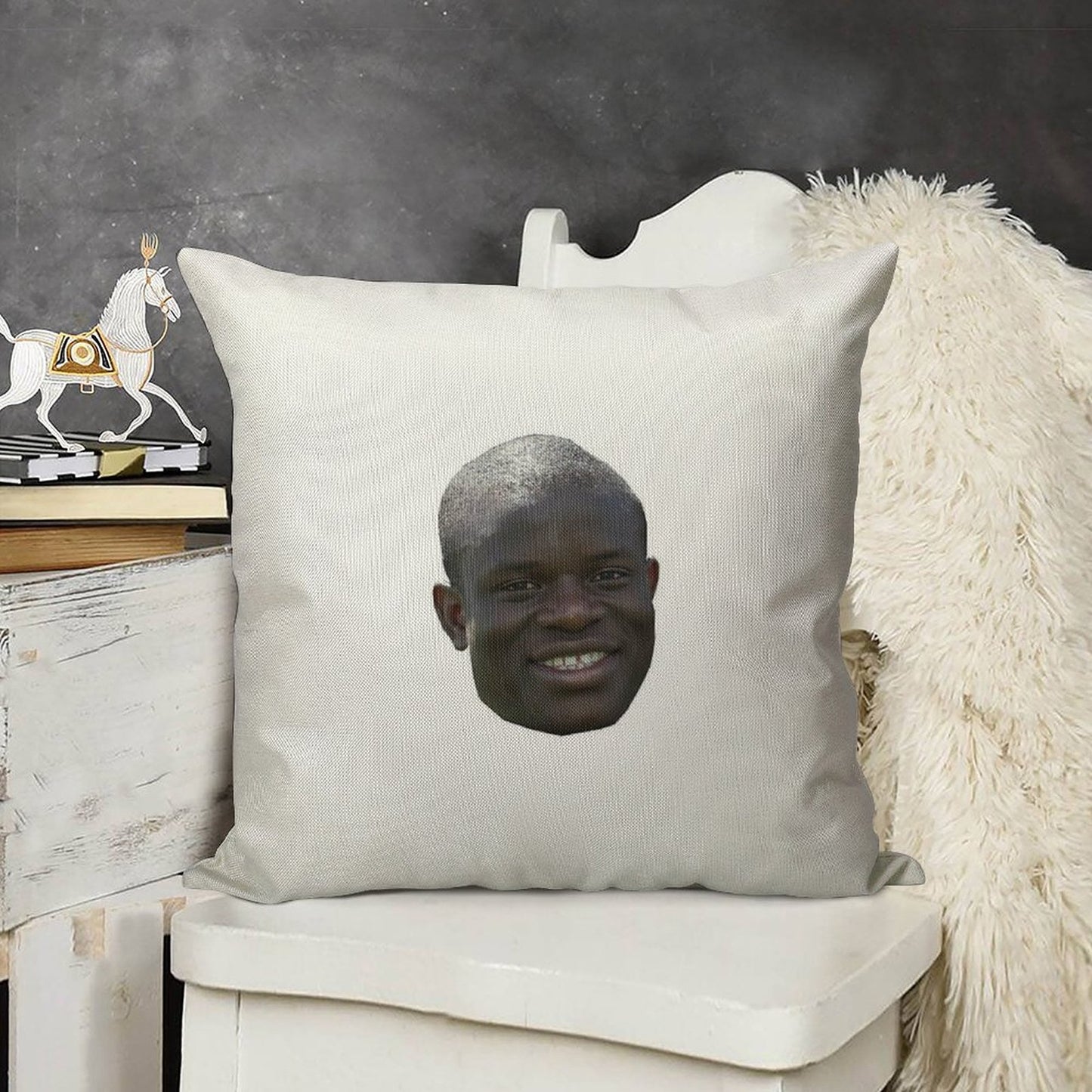 N'golo Kante Head Linen Throw Pillow Cover