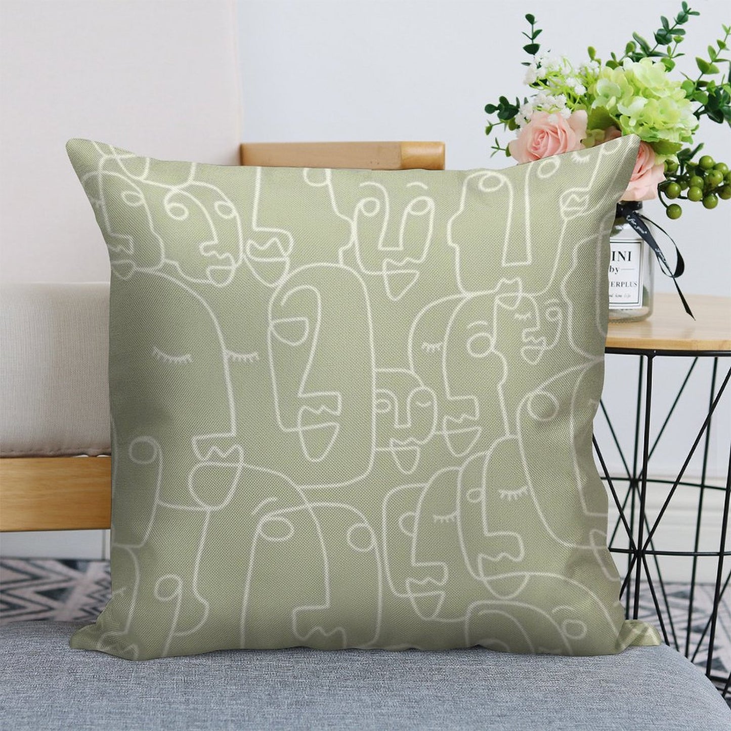 Sage Green Linen Throw Pillow Cover