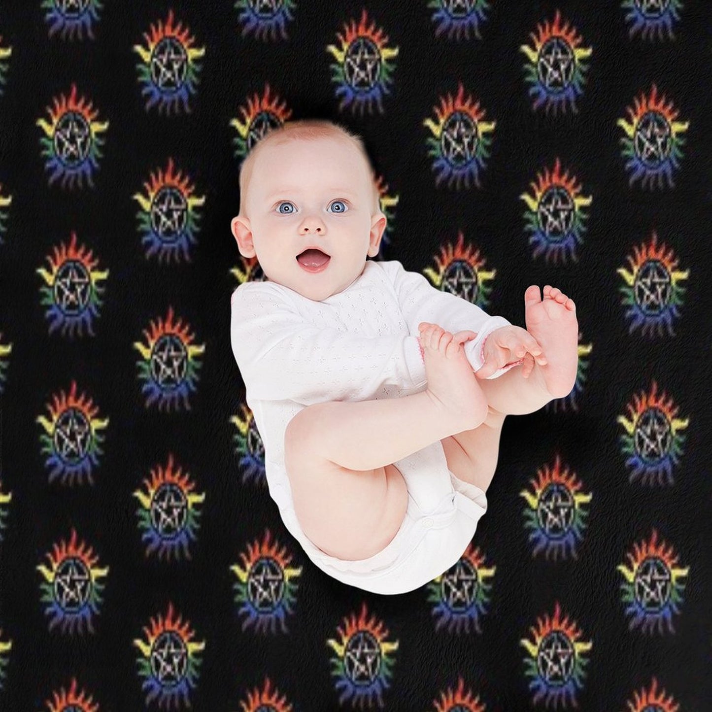 Supernatural Rainbow Pentacle Throw Blanket