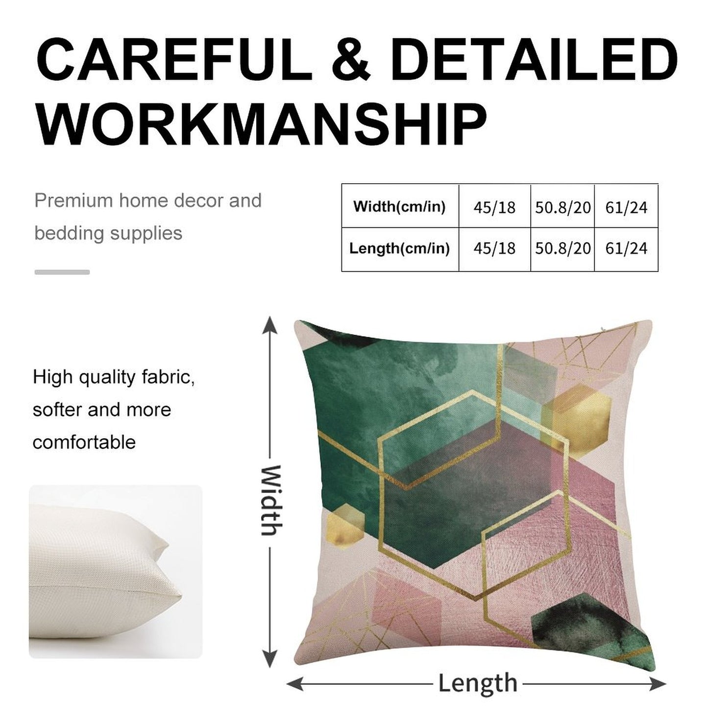 Emerald Green And Pink Geo No 1 Linen Throw Pillow Cover