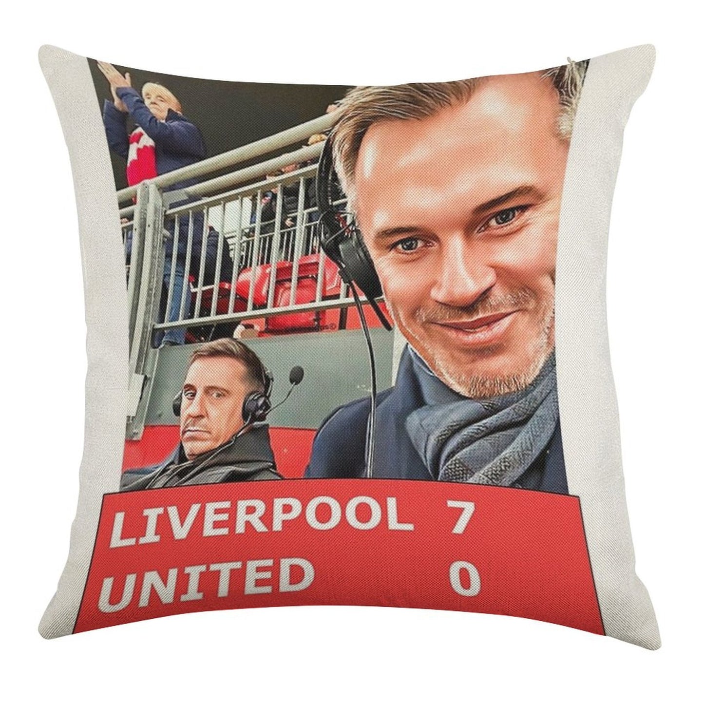 Liverpool 7 United 0 Linen Throw Pillow Cover