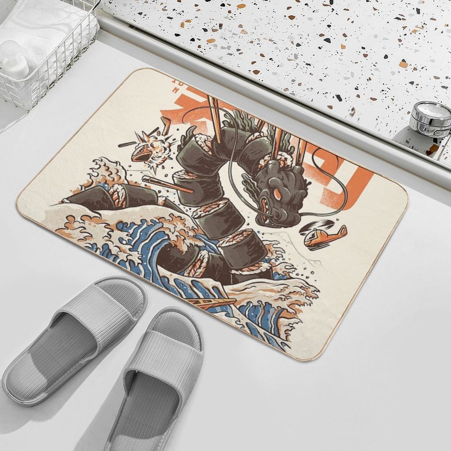 Great Sushi Dragon Repositionable Bath Mat