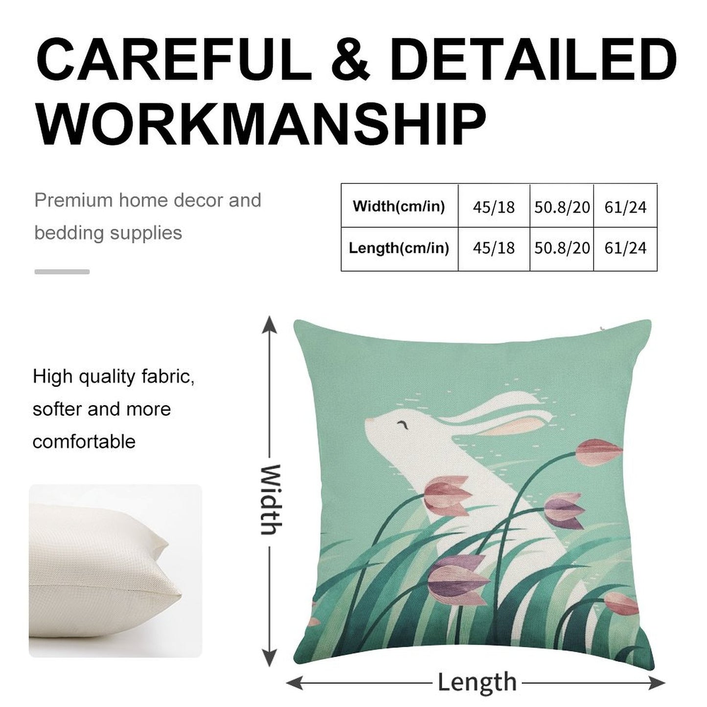 Rabbit, Resting Linen Throw Pillow Cover