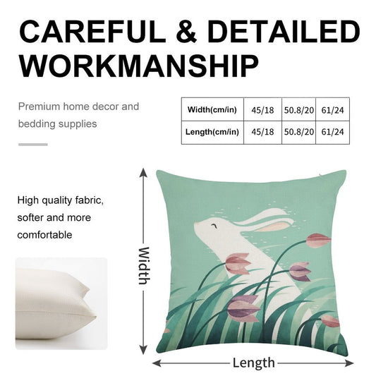 Rabbit, Resting Linen Throw Pillow Cover