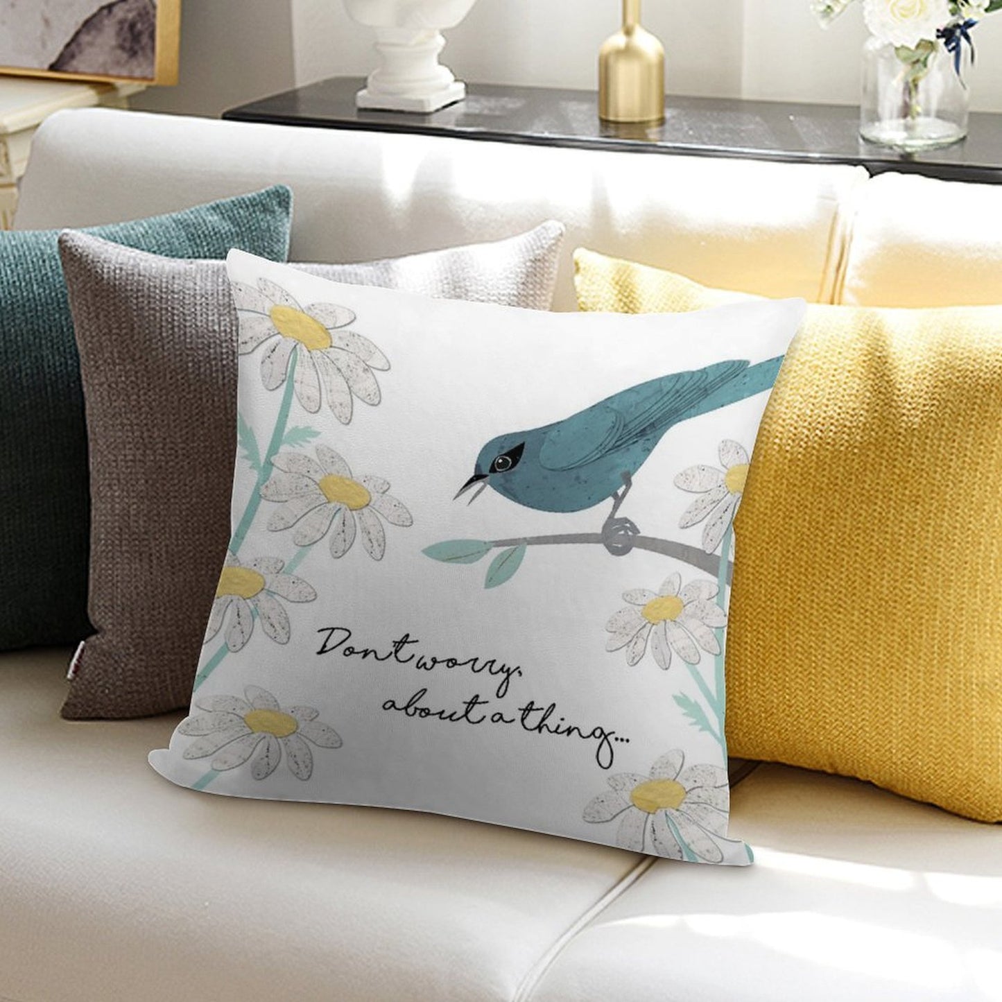 Three Little Birds, Part 1 Soft Washable Throw Pillow