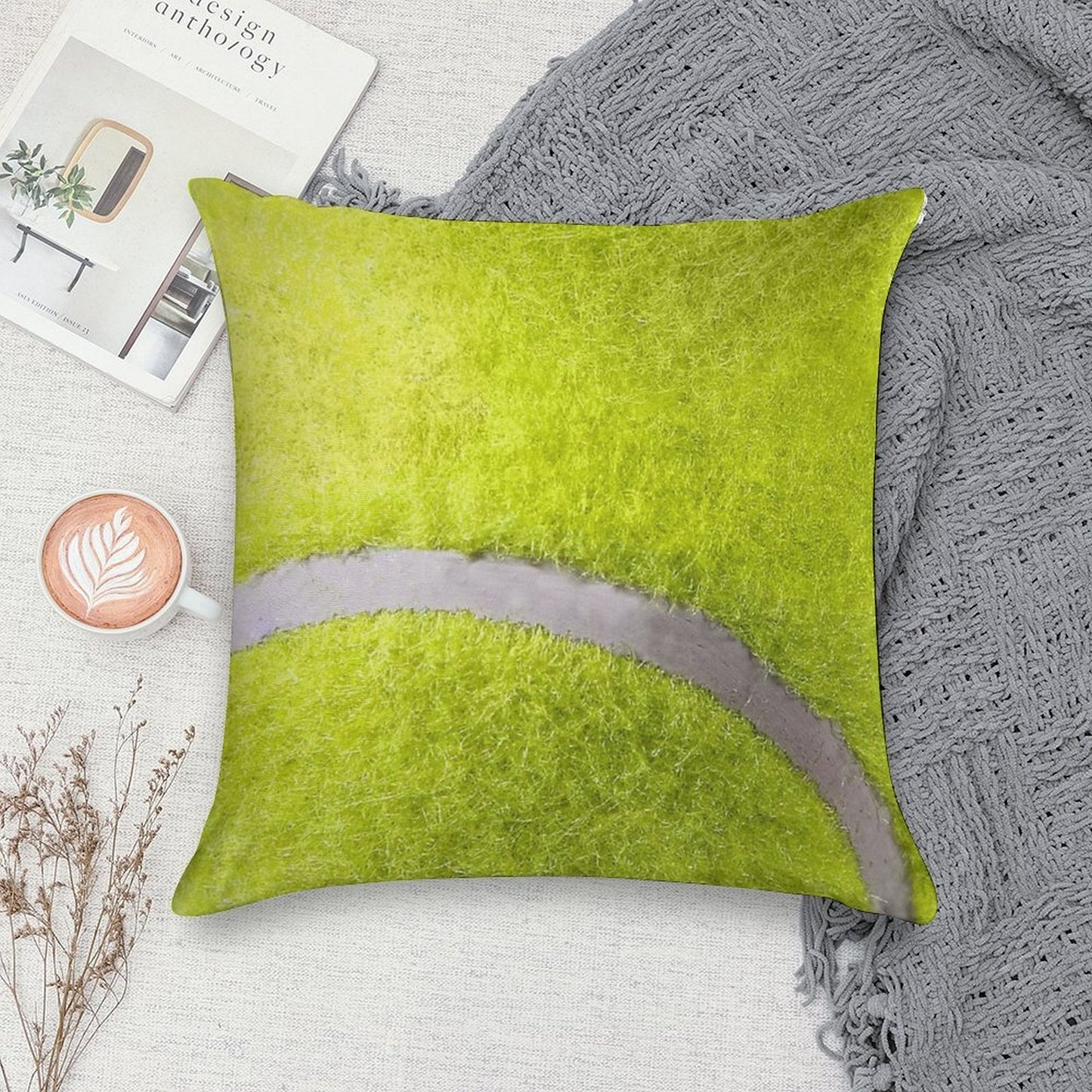 MAN CAVE THROW PILLOW SERIES  - TENNIS BALL Soft Ultra-Soft Texture Throw Pillow
