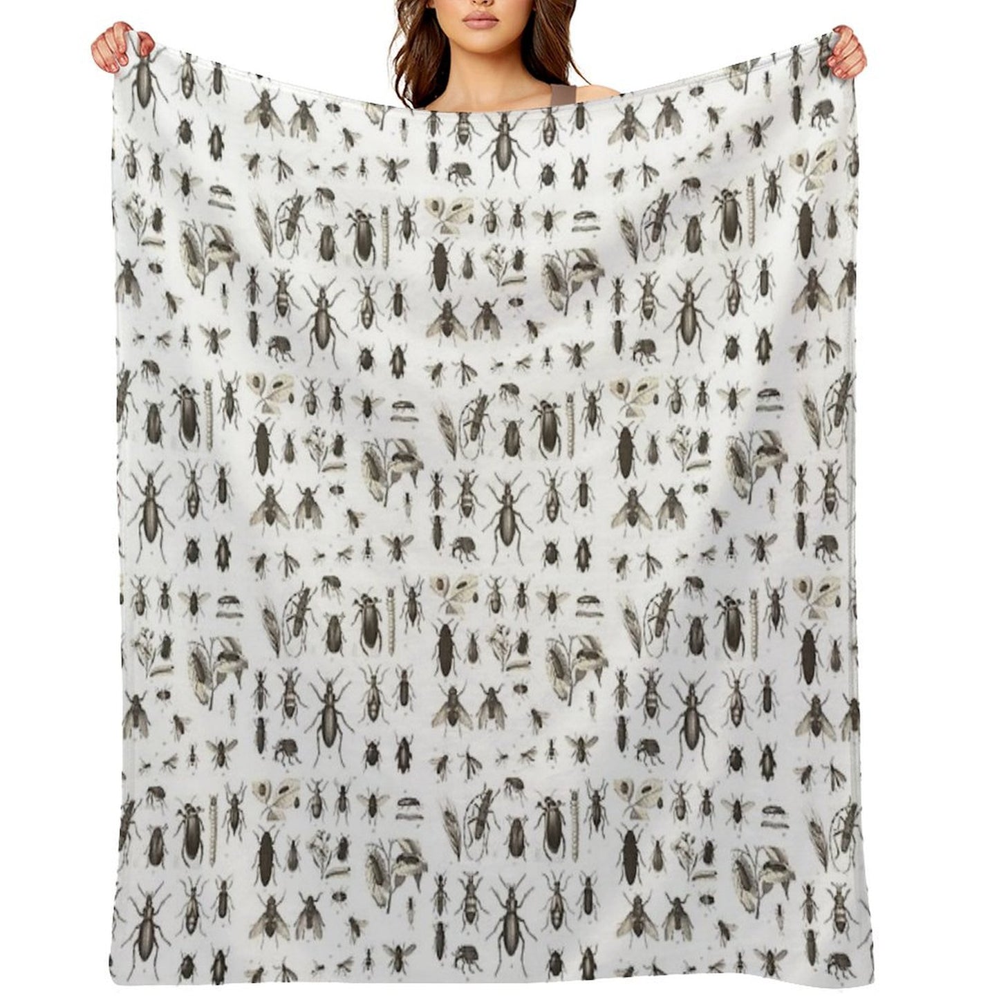Many Different Bugs Vintage Entomology Throw Blanket