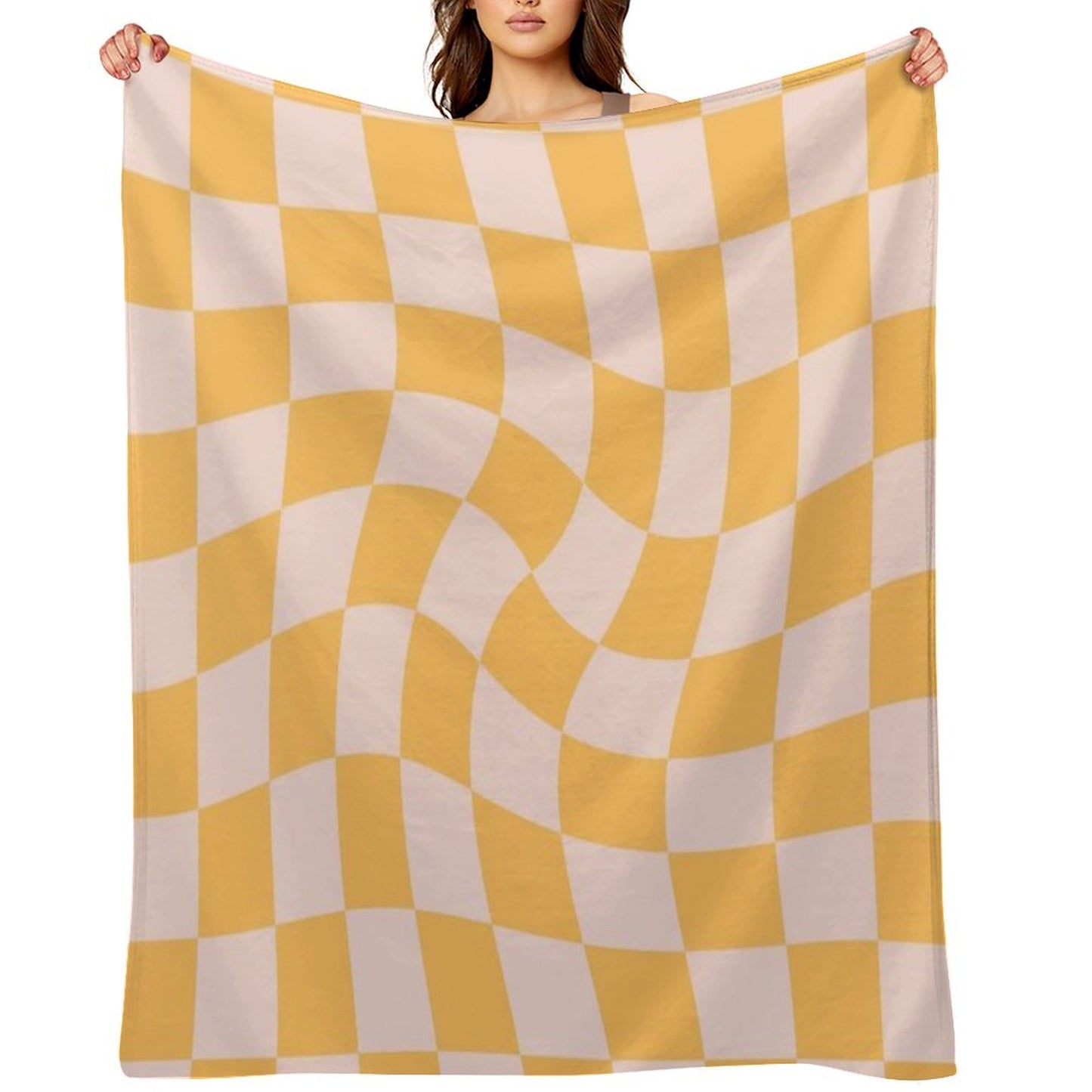 Check I - Yellow Twist Throw Blanket