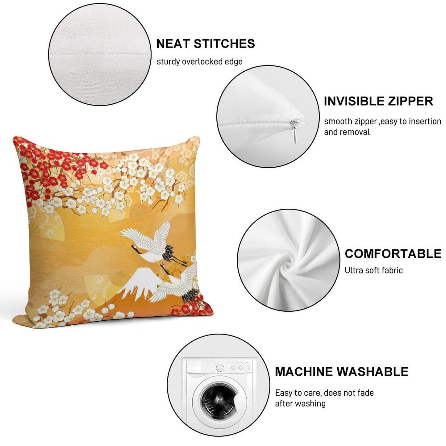 Beautiful Kimono of Japan Soft Anti-Pilling Throw Pillow