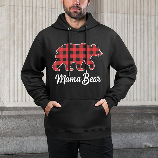 Mama Bear Christmas Red Buffalo Plaid Family Matching Xmas All-Day Comfort Hoodie