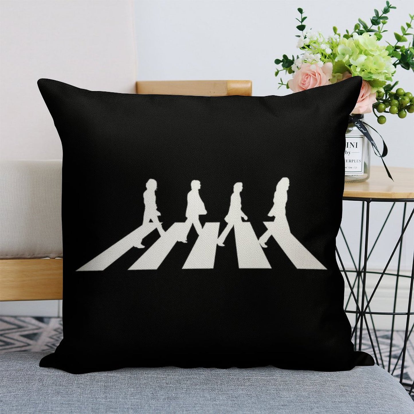 Minimalistic Abbey Road Linen Throw Pillow Cover