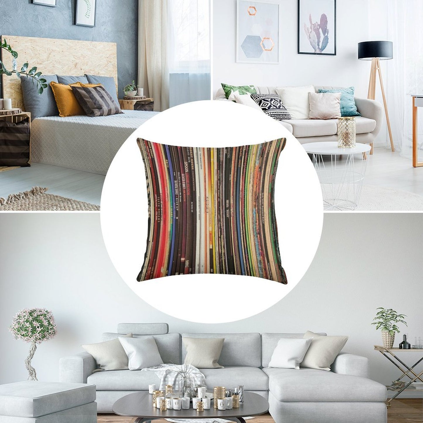 Ultimate Vinyl Record Collection Linen Throw Pillow Cover