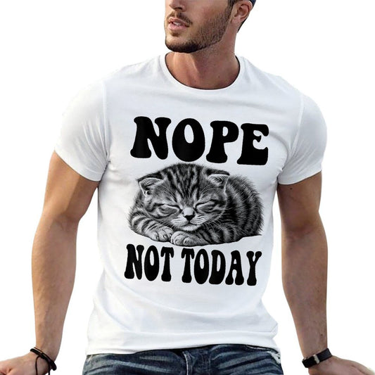 Nope Not Today Funny Cat Nope Not Today Short Sleeve Heathered Texture T-Shirt
