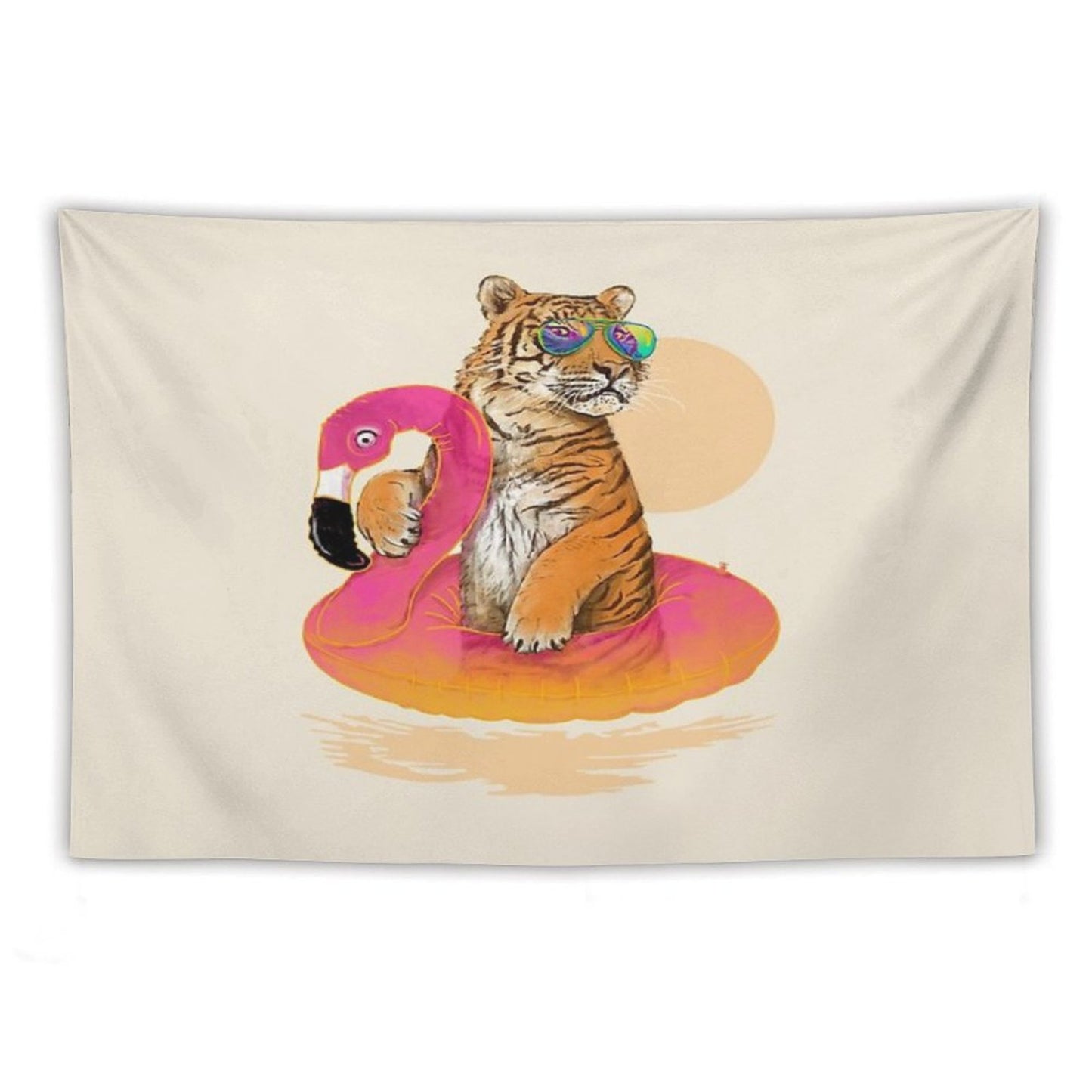 Chillin, Flamingo Tiger Tapestry