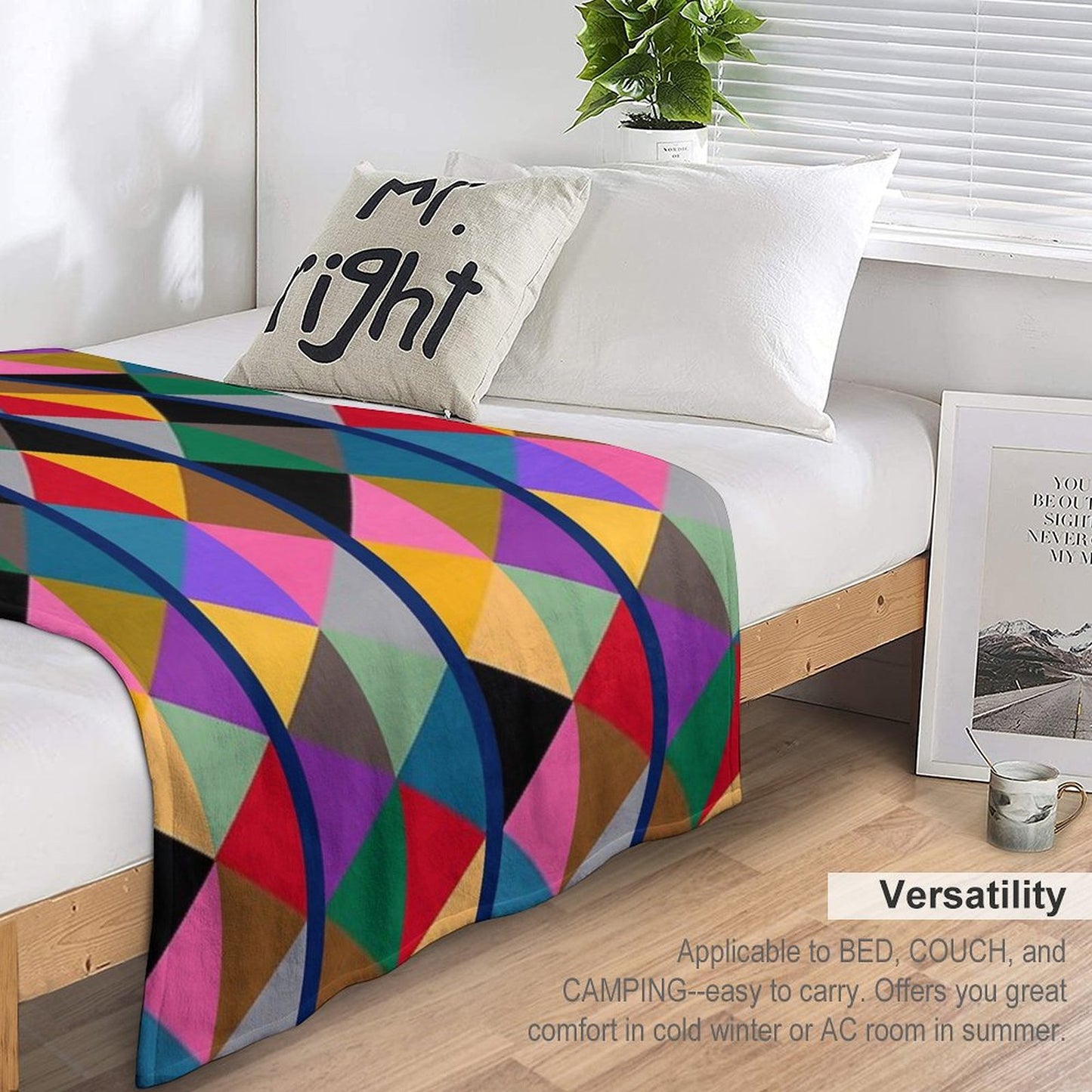 Geometric Bright Multi Colour Pattern Throw Blanket