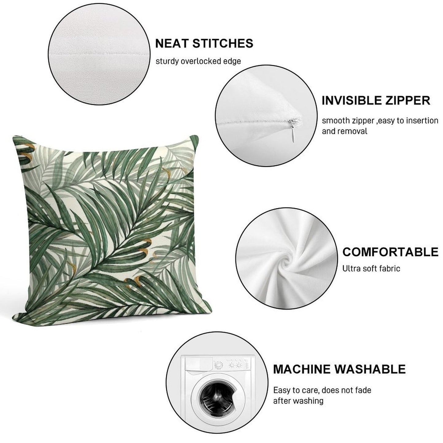 Palm Leaves Soft Home Decor Throw Pillow