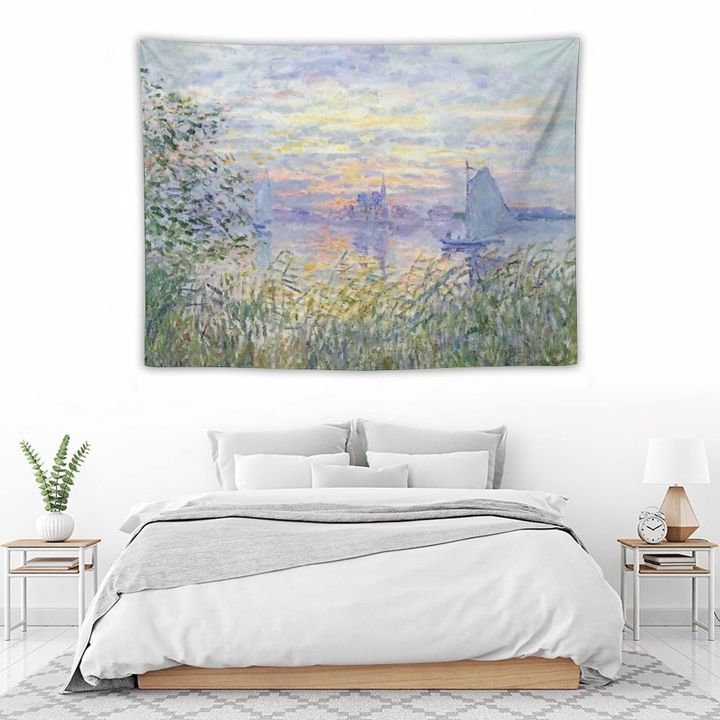 Claude Monet Soleil Couchant Sur La Seine À Lavacourt - Sunset on The Seine Tapestry