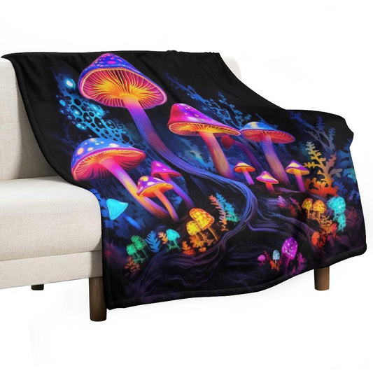 MAGIC MUSHROOMS PSYTRANCE TAPESTRY Throw Blanket