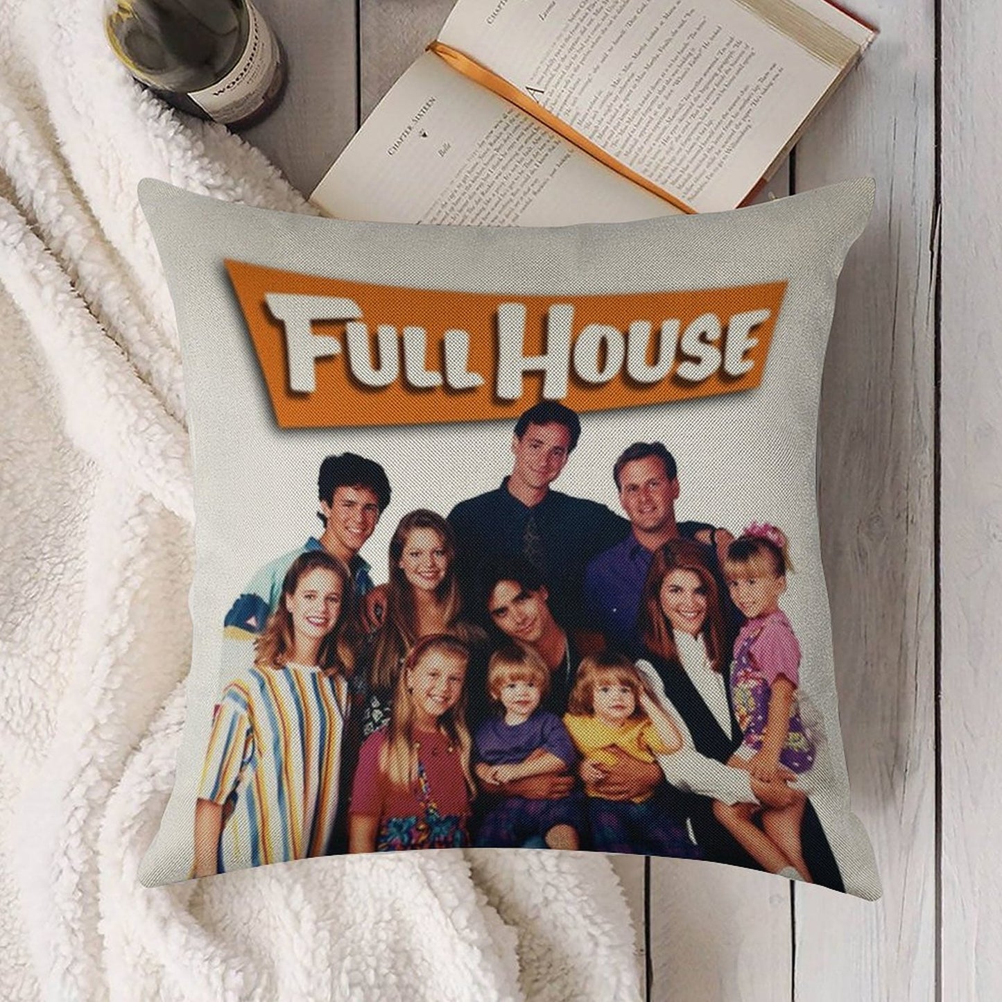 Full House Cast Linen Throw Pillow Cover