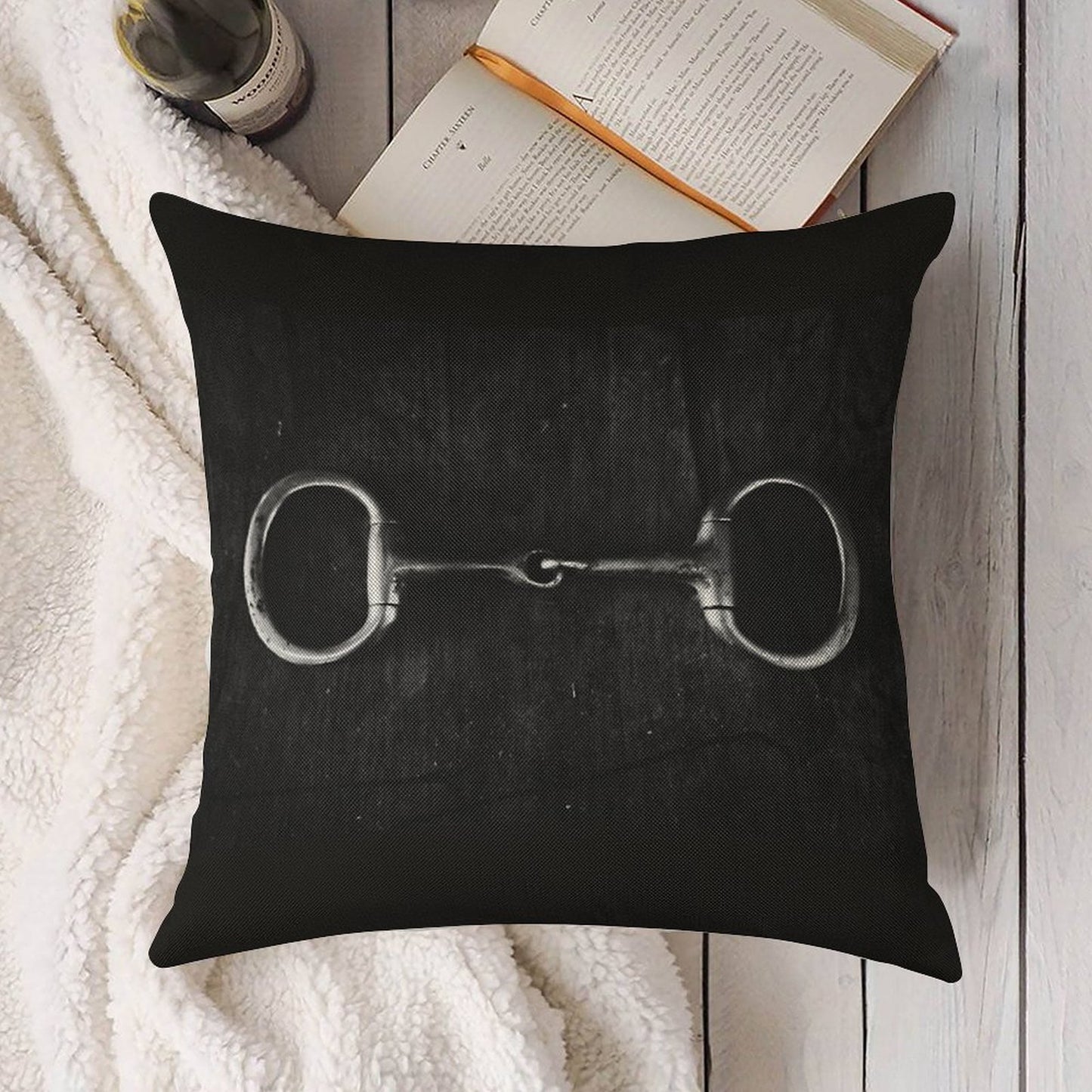 Snaffle Linen Throw Pillow Cover