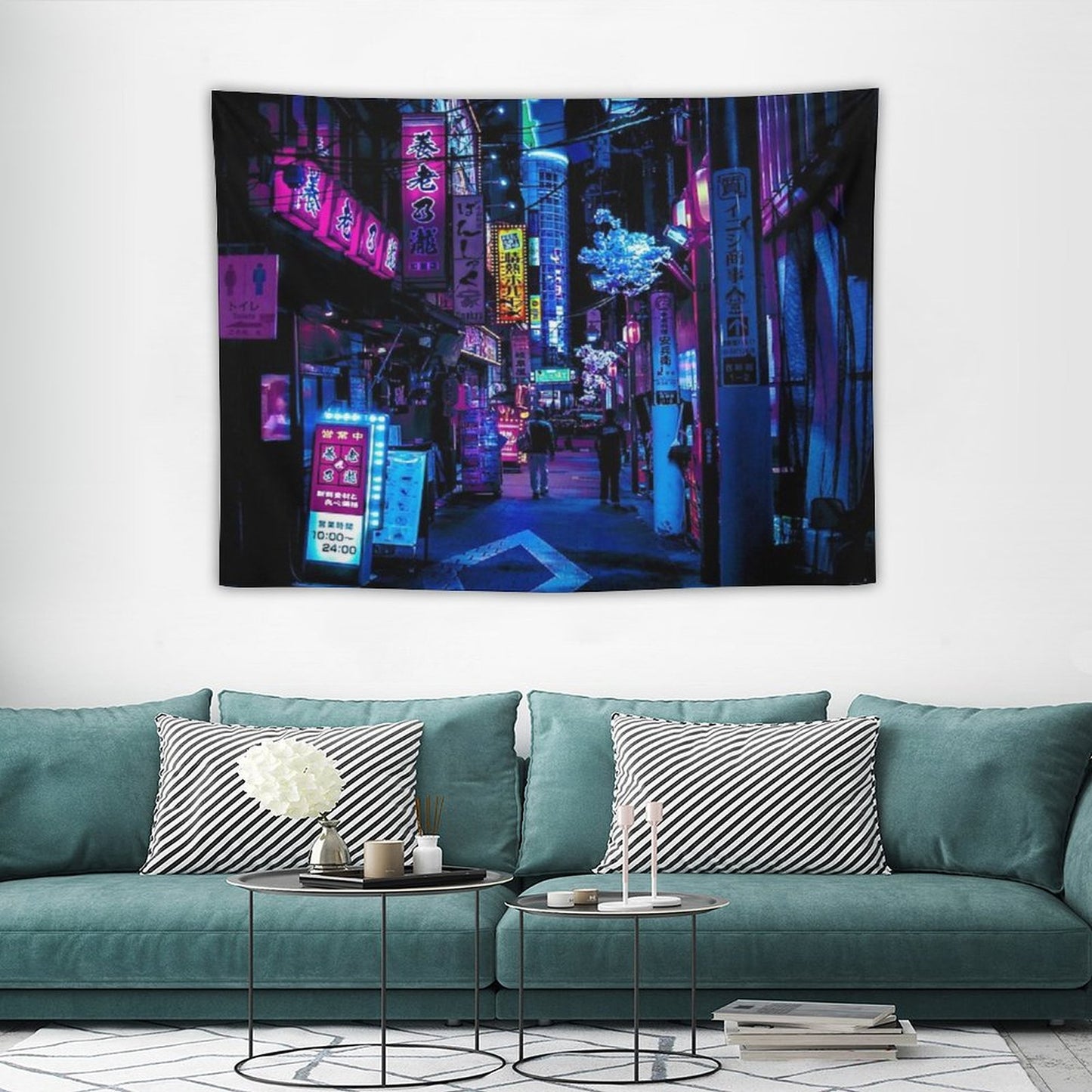 Blue Tokyo Alleys Tapestry