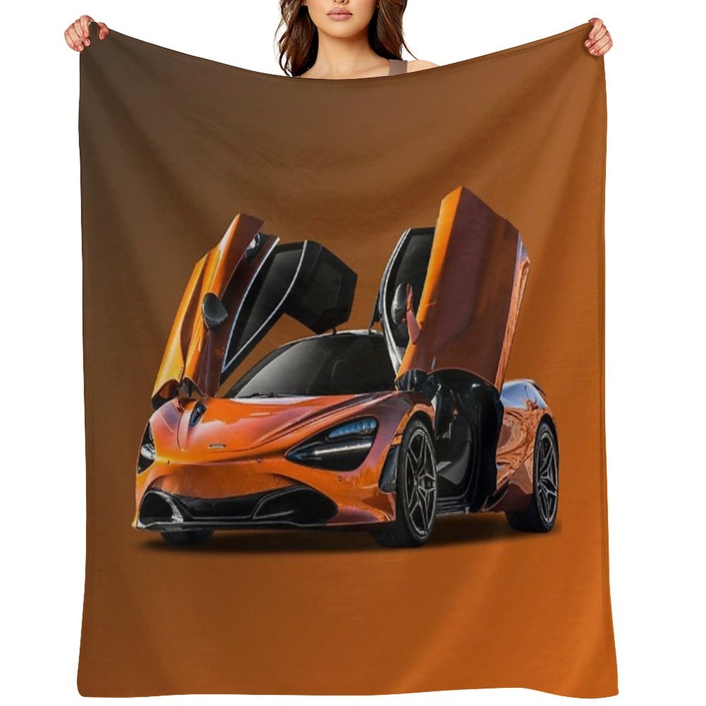 Orange Super McLaren P1 Formula 1 Design Throw Blanket