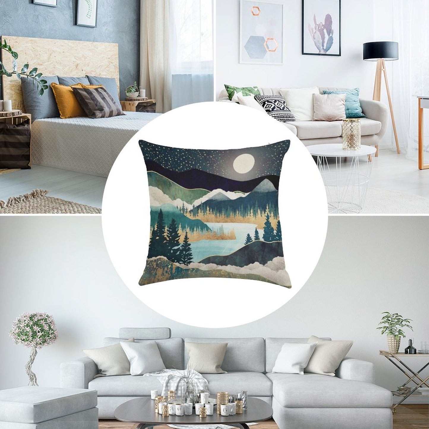 Star Lake Linen Throw Pillow Cover
