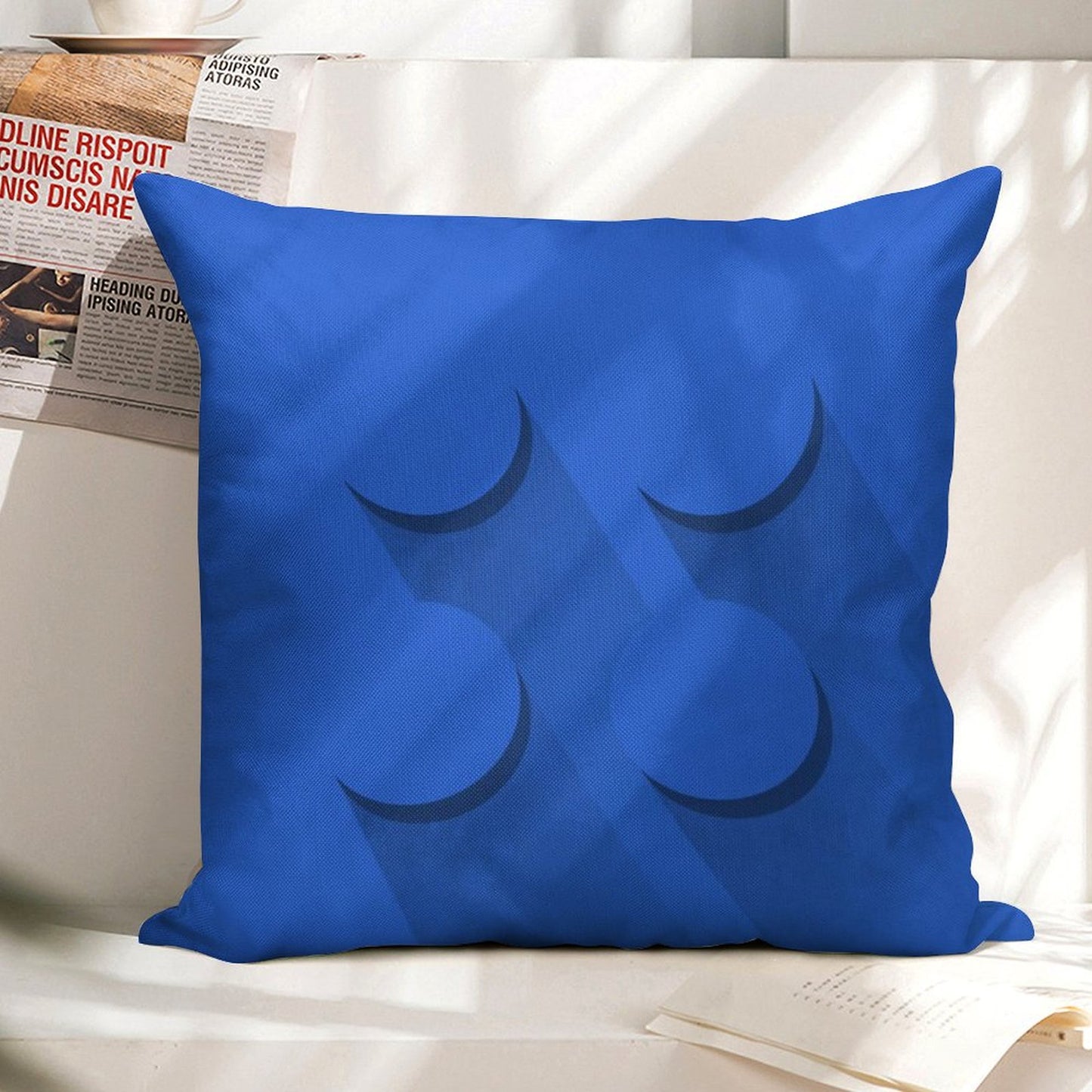 Blue Brick Linen Throw Pillow Cover