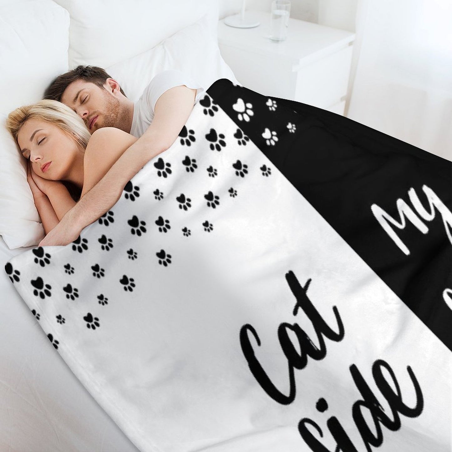 Cat Side My Side Funny Cat Owner Bedding Throw Blanket