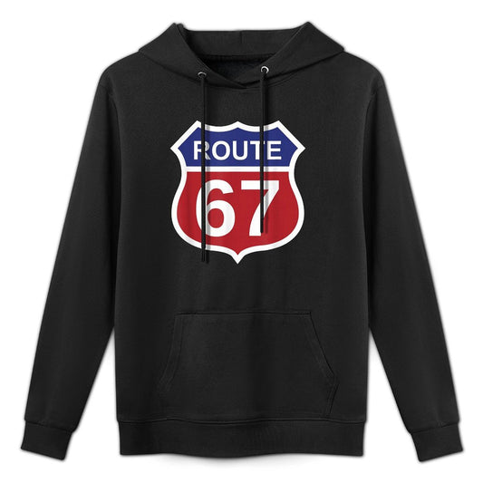 Route 67 Funny Six Seven 6 7 Meme Interstate Highway I-67 Adjustable Hood Hoodie