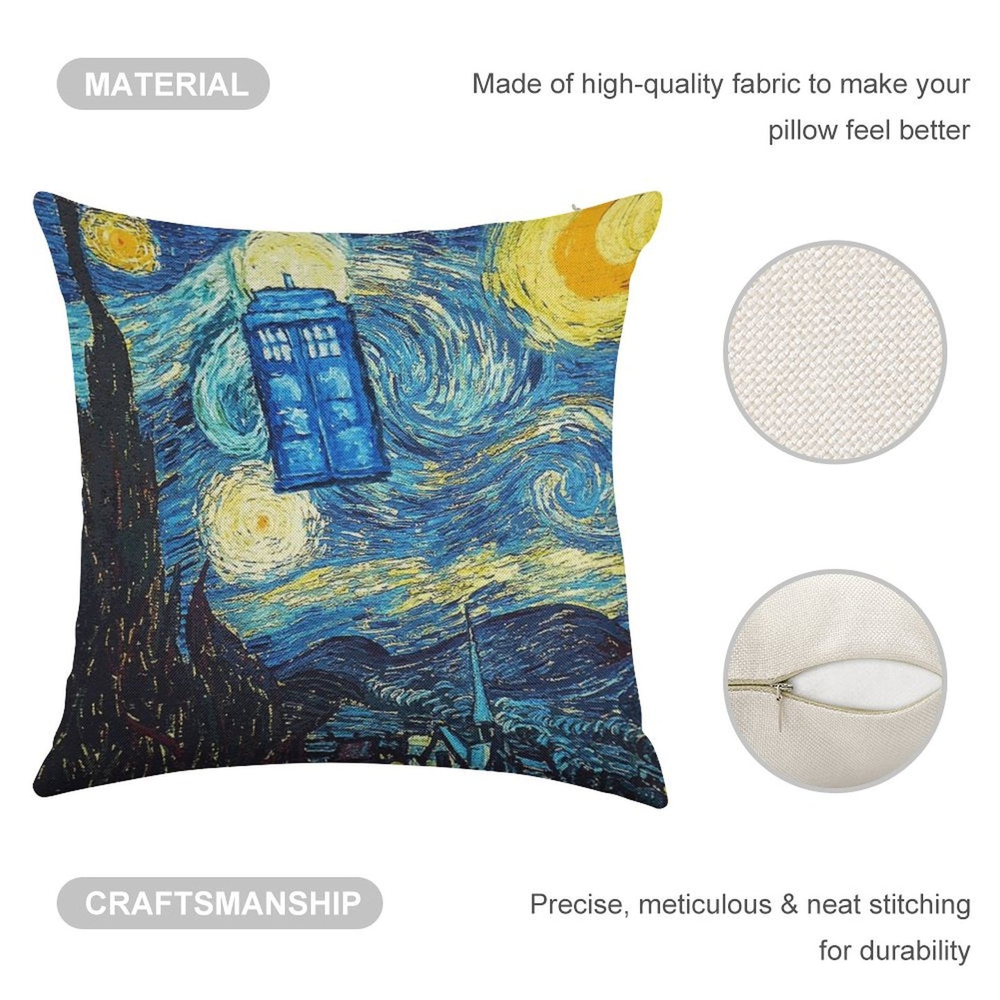 Starry Night Linen Throw Pillow Cover