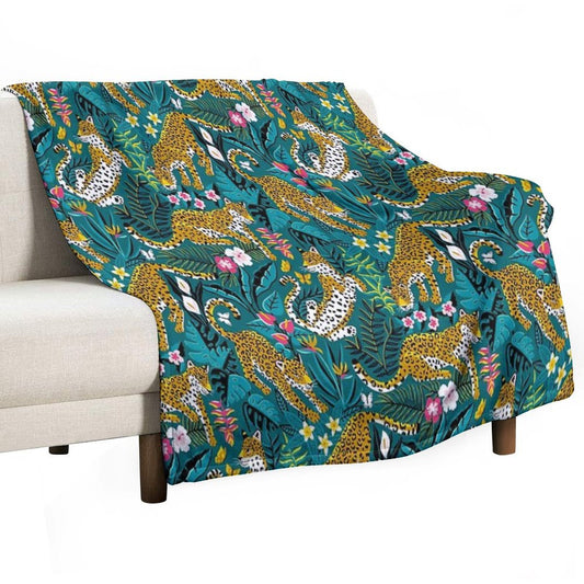 Dancing Jaguar Jungle Throw Blanket