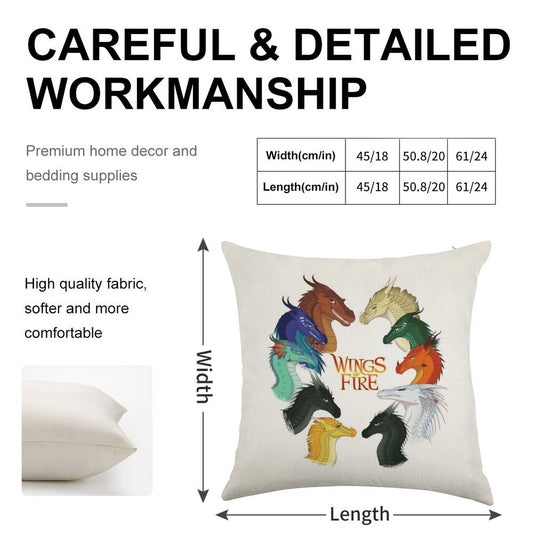 Wings of Fire - All Together Linen Throw Pillow Cover